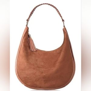 Avon Faux Suede Hobo Bag in Cognac, with matching wallet, NEW